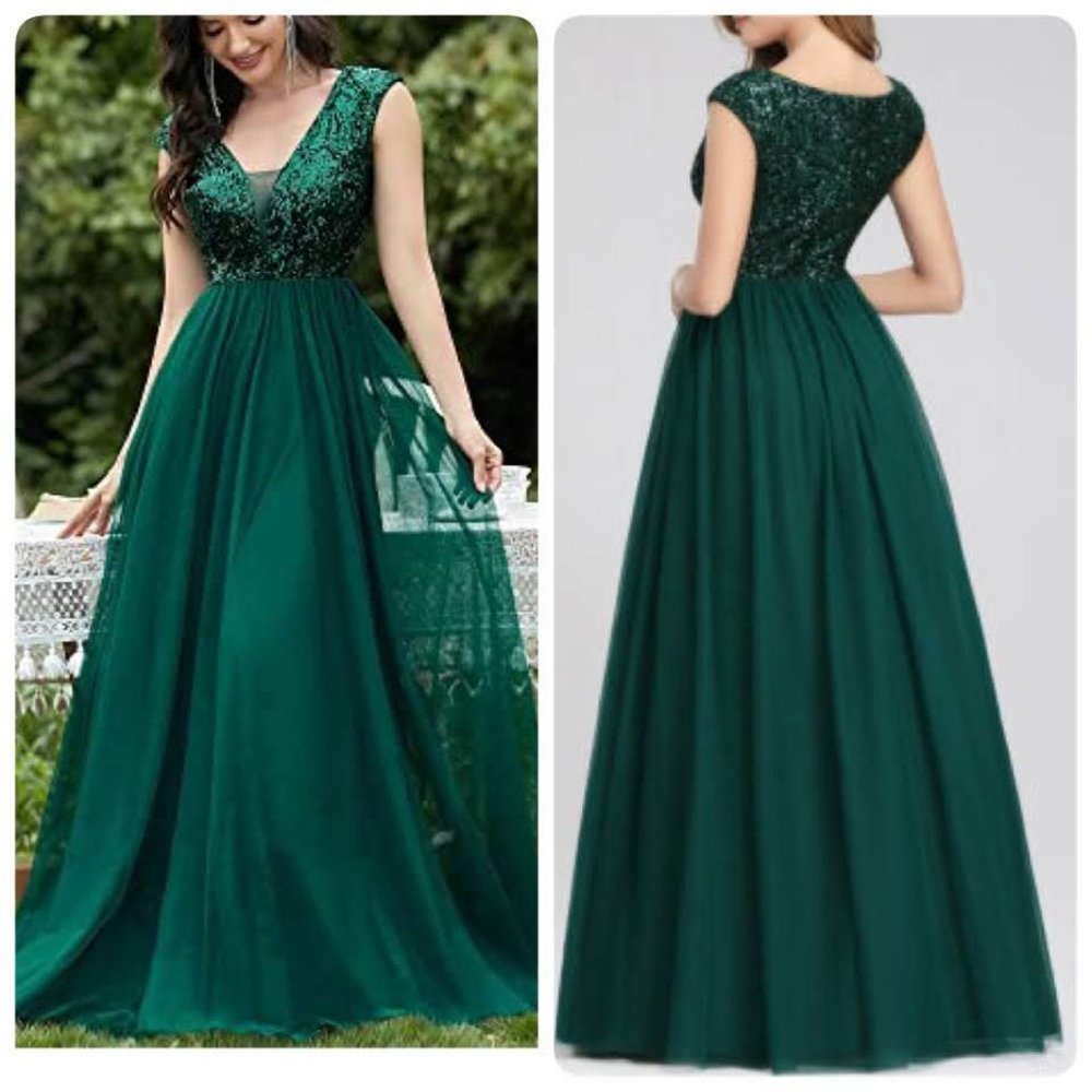 Ever-Pretty A-Line Sequins Patchwork Long Evening… - image 2